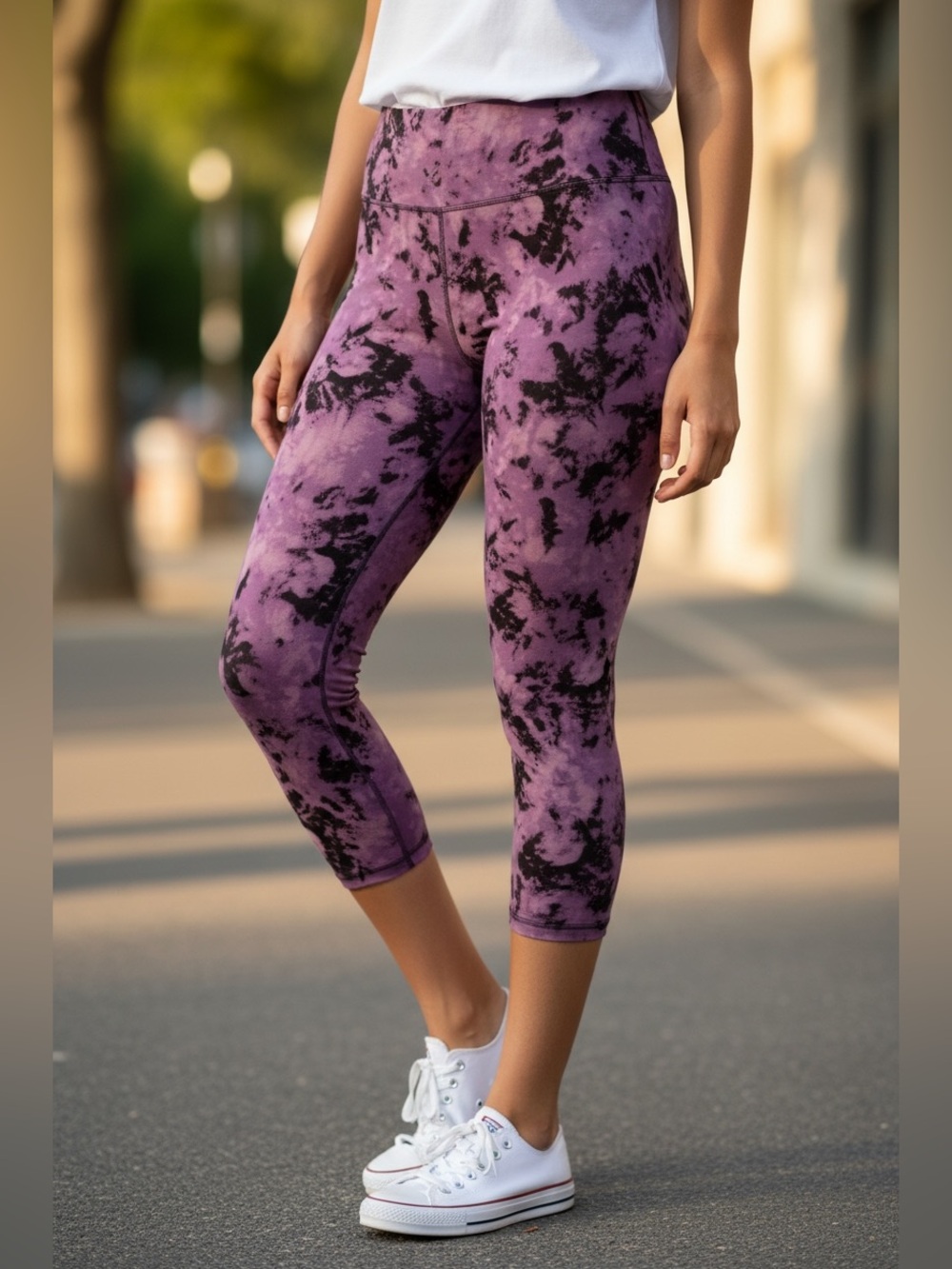 Tie-Dye Cropped Leggings - Pink